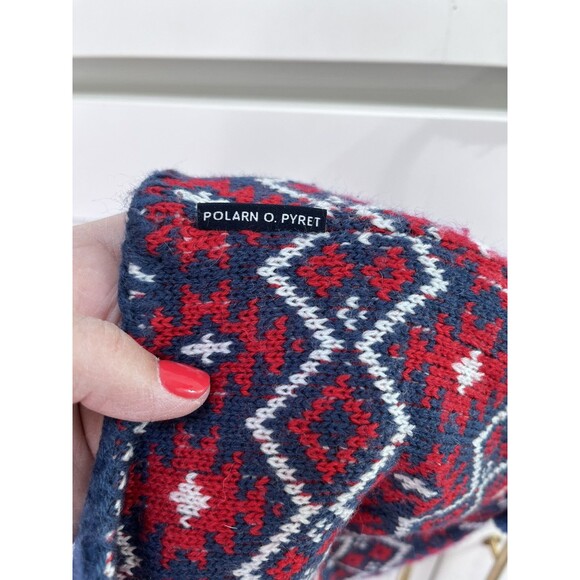 Polarn O Pyret Wind Fleece Winter Hat Red Blue Sweden 9mths-2 yrs Wool - Picture 9 of 9